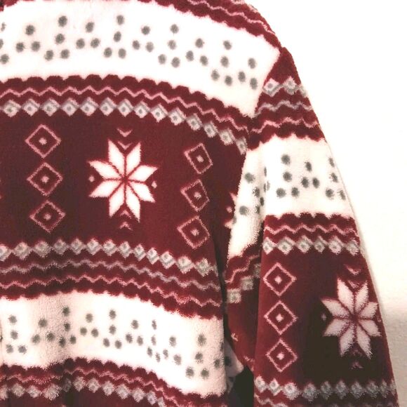 Trail Crest Fleece Hoodie M Nordic Snowflake Fair Isle Red White Sherpa Lined... - Picture 6 of 12